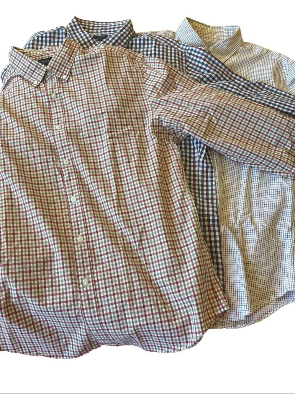 Lot of 3 J Crew Button Down Long Sleeve Plaid Mens Dress Shirts